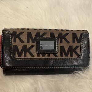 Michael Kors Tan and Black Logo Wallet